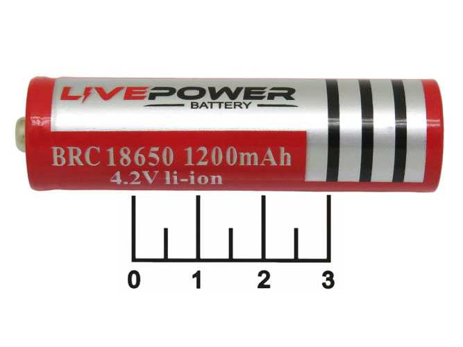 Аккумулятор 3.7V 1.2A 18650 Live Pover выпуклый плюс (4.2V)