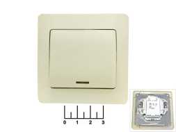 Выключатель 1-клавишный Glossa бежевый с индикацией (GSL000213)