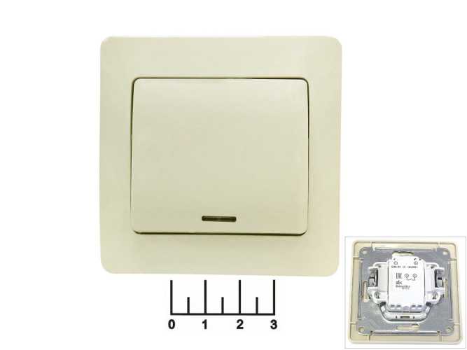 Выключатель 1-клавишный Glossa бежевый с индикацией (GSL000213)