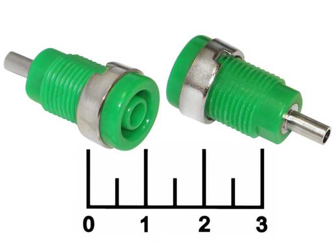Клемма банан гнездо в панель зеленая (ZP-014/Z014)