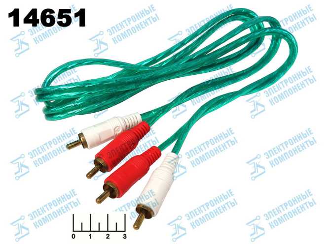 Шнур 2RCA-2RCA 1.5м gold пластик silicon зеленый (5-004G)