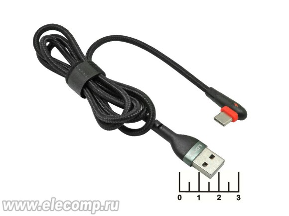 Шнур USB-Type C 1м угол шелк Ldnio LS561 (черный)