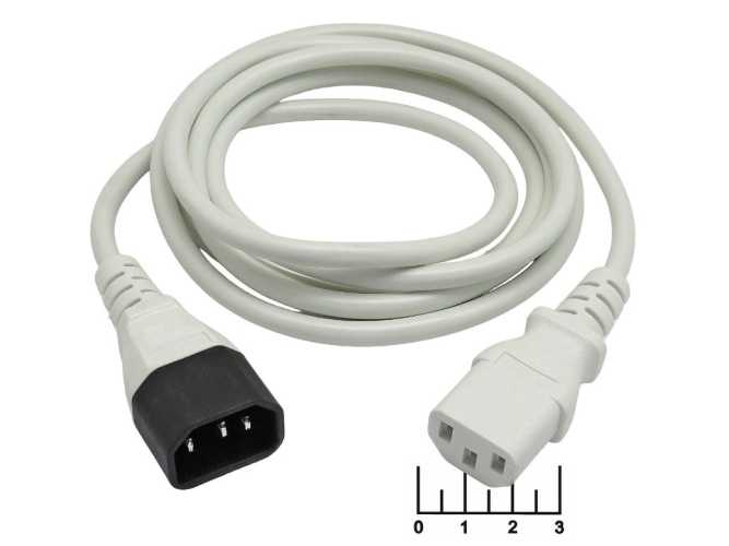 Шнур сетевой 3pin гнездо C13/штекер C14 удлинитель 1.8м (3*0.75) белый