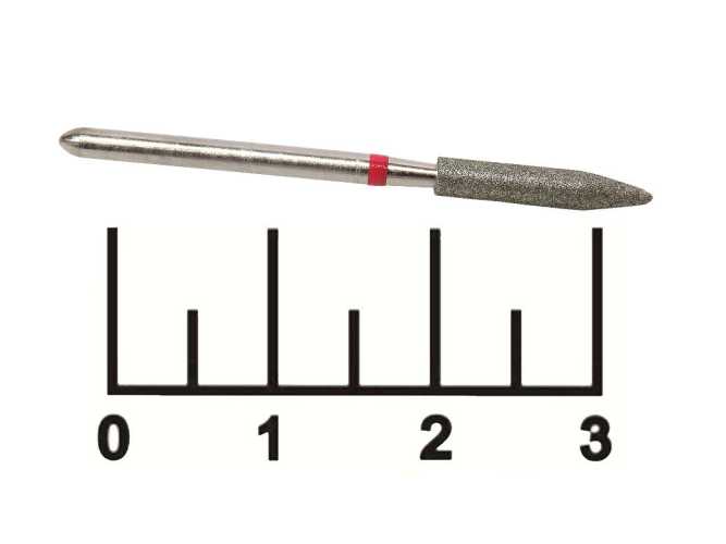 Бор-фреза цилиндр остроконечный 2.3мм алмазный красный (866.104.284.150.031)