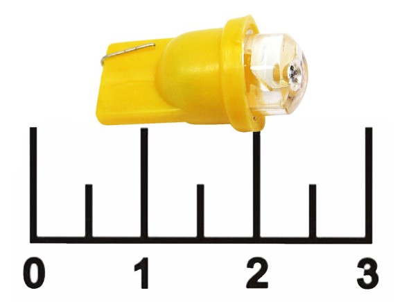 Лампа светодиодная 12V T10 140ГР желтая 8мм