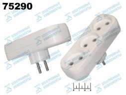 Тройник электрический /3 без земли 10A Smartbuy белый (SBE-10-A02-3)