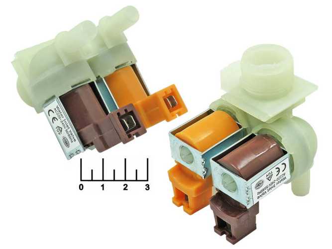 Клапан электромагнитный ~220V двойной КЭН-2 180C Bosch/Siemens фишка VAL021BO (1008259)
