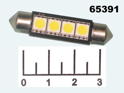 Лампа светодиодная салонная белая 41мм 12V 4LED 5050