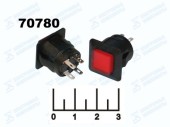 Кнопка 12/6 R13-555 LED красная с фиксацией 4 контакта