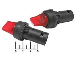 Выключатель 220/5 220V 5A красный SB7-CK2462 2-х позиционный с фиксацией (подсветка 220V)