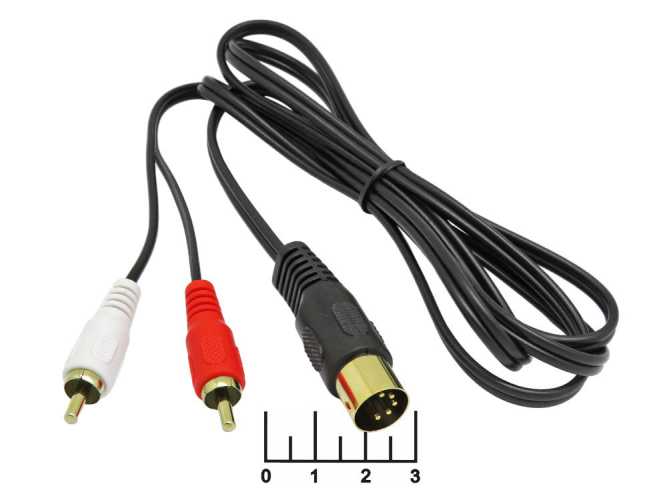 Шнур 2RCA-DIN 5pin 1.5м gold пластик