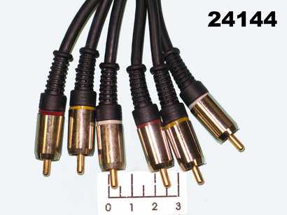 Шнур 3RCA-3RCA 5м gold комбинированный Premier