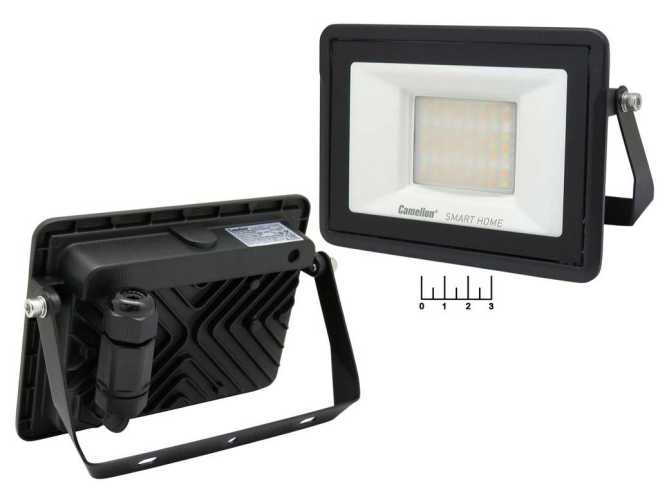 Умный прожектор светодиодный 220V 30W 72LED с рег.темп. RGB Camelion LFL/SH-30/RGBCW/WIFI