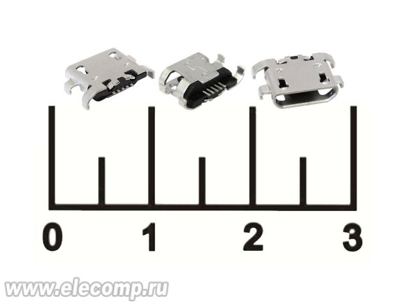 Разъем питания micro USB 5pin гнездо (ж) 4 крепежа Lenovo S580/A630/S856