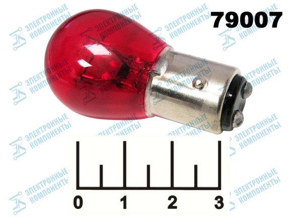 Лампа 12V 21/5W BAY15D 2 контакта красная Kraft KT700046