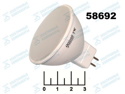 Лампа светодиодная 220V 7W MR16 GU5.3 3000K белый теплый матовая Gauss 530lm (49*47) (13517)