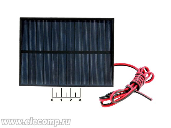 Солнечная батарея 84*112мм 6V 0.18A 1.1W с выводами 1м