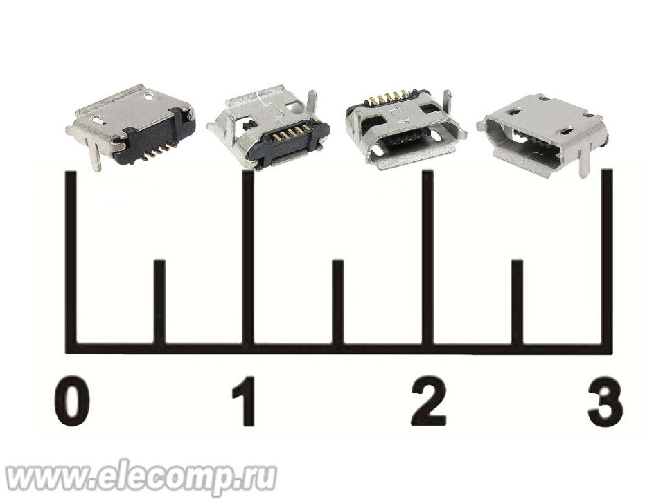 РАЗЪЕМ ПИТАНИЯ MICRO USB 5PIN ГНЕЗДО (Г/Ж) 2 КРЕПЕЖА ALCATEL 810/990/4010 (РЗ-6313)