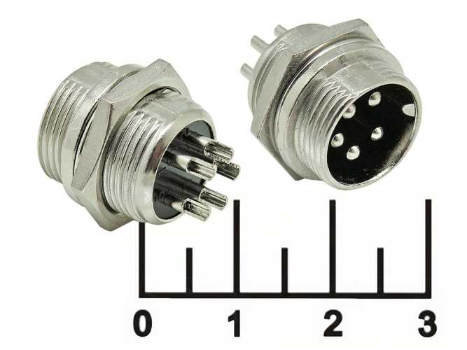 Разъем 5pin штекер хром на GX16