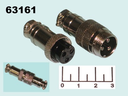 Разъем 3pin в комплекте хром на кабель GX16 (MIC-16-3)