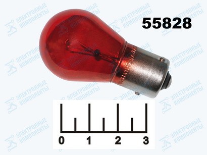 Лампа 12V 21W BAU15S 1 контакт красная смещенные контакты Philips (FLOSSER 667102/12088CP)