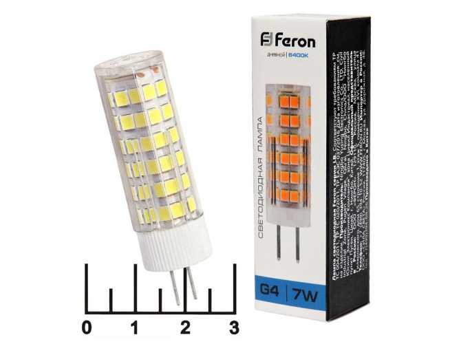 Лампа светодиодная 220V 7W G4 6400K белый холодный 75LED Feron LB-433 (25865)
