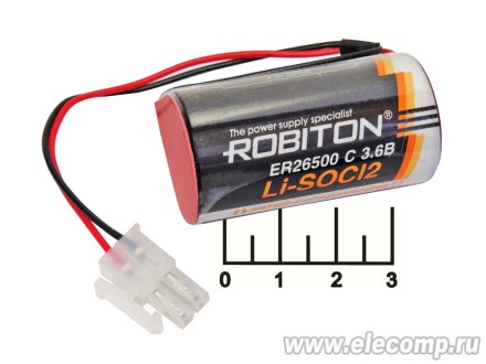 Литиевый элемент R14 3.6V ER26500 Robiton с разъемом