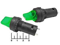 Выключатель 220/5 220V 5A зеленый SB7-CK2365 2-х позиционный с фиксацией (подсветка 12-24V)