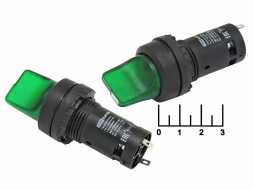 Выключатель 220/5 220V 5A зеленый SB7-CK2365 2-х позиционный с фиксацией (подсветка 12-24V)