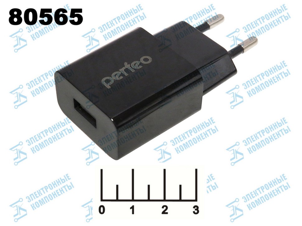 Сетевое зарядное устройство 2USB 5V 2.1A Perfeo (белое) (4128/4129)