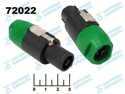 Разъем AUD Speakon штекер 4 контакта зеленый на кабель (68мм)