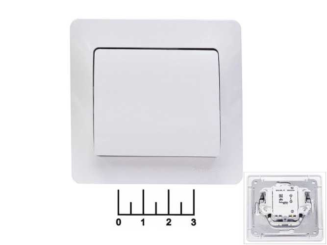 Выключатель 1-клавишный Glossa белый (GSL000111)