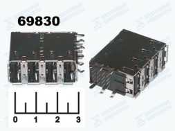Разъем USB A 4 гнезда на плату (USBA-4J) 90*