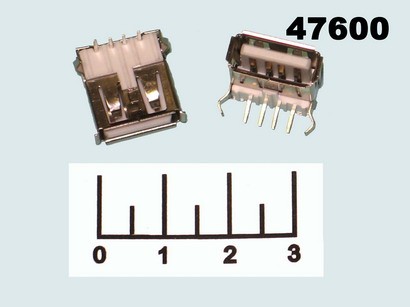 Разъем USB A гнездо на плату угловой (USBA-1J/1F/S0777)