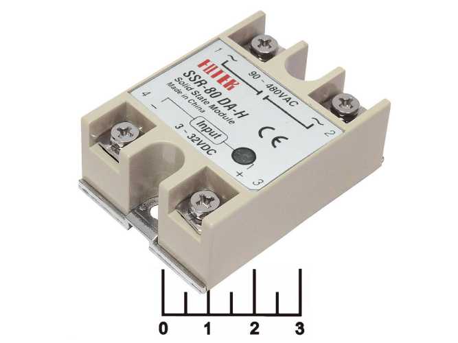 Оптореле 3-32VDC 80A/90-480VAC SSR-80DA-H