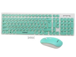 Комплект клавиатура+мышь USB беспроводной Smartbuy SBC-250288AG-WG (бело-зеленый)