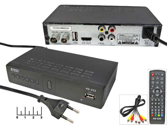 Ресивер цифровой телевизионный DVB-T2 Эфир HD-225 + медиаплеер (шнур 3RCA-3RCA)