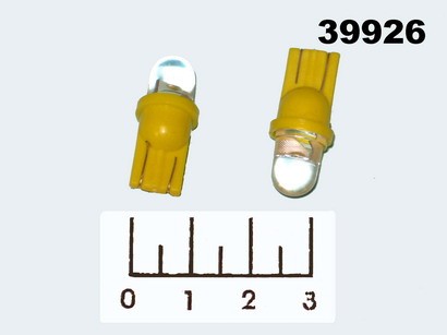 Лампа светодиодная 12V T10 желтая 8мм 60гр