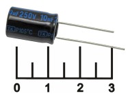 Конденсатор электролитический ECAP 10мкФ 250В 10/250V 1016 105C (TK)