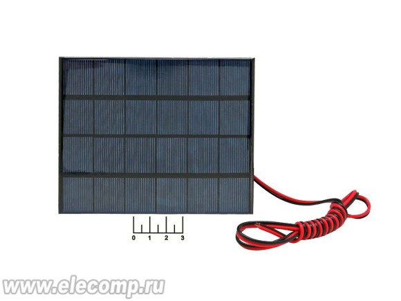 Солнечная батарея 110*136мм 6V 0.33A 2W с выводами 1м
