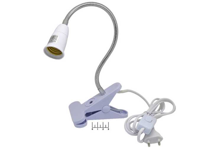 Светильник для лампы E27 на прищепке с выключателем APF7FWEAY Ecola (белый)