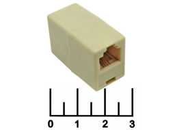 Переходник телефонный 2 гнезда 6P4C (RJ-11) линейный