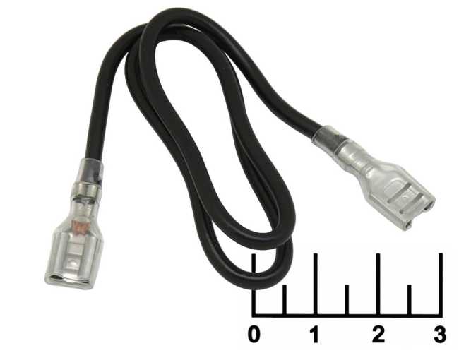 Клеммы ножевые 2 гнезда 6.3мм на проводе 1*1.5мм 30см черная