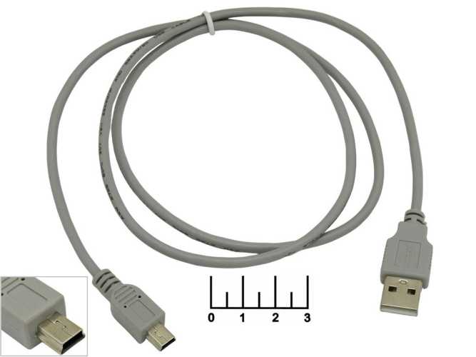 Шнур USB-mini USB B 5pin 0.9м Cablexpert (серый)