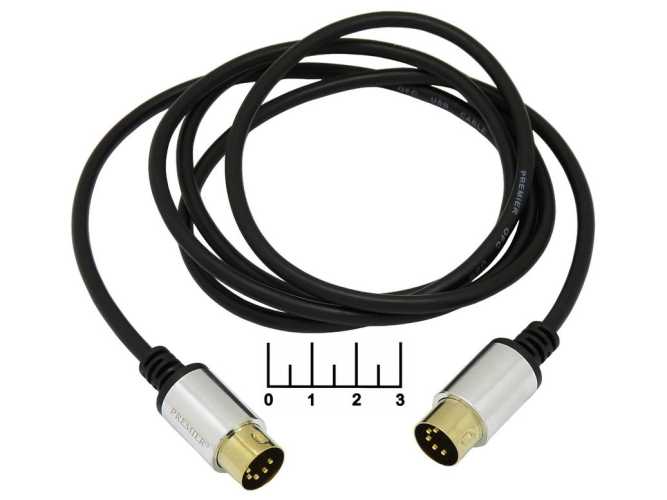 Шнур DIN 5pin-DIN 5pin gold металл 1.5м Premier 5-351