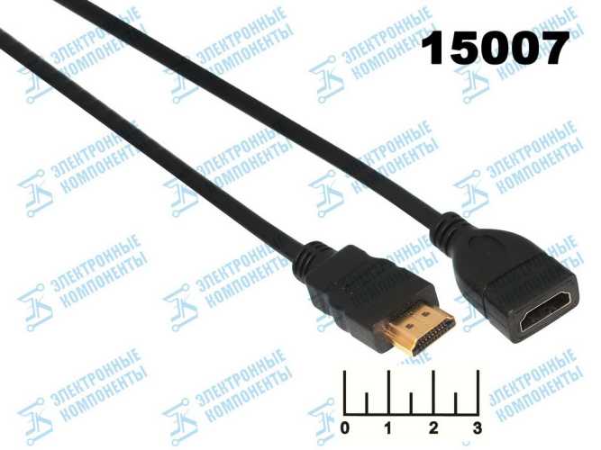 Шнур HDMI-HDMI гнездо 30см gold