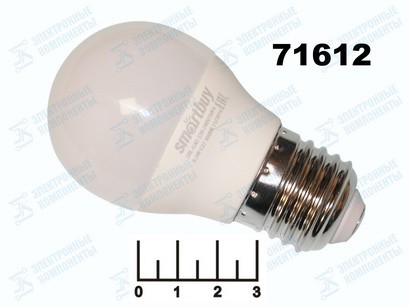 Лампа светодиодная 220V 8.5W E27 3000K белый теплый шар G45 матовая Smartbuy (45*80) (680lm)