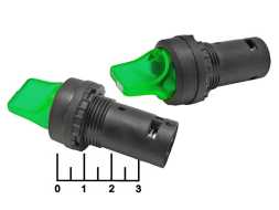 Выключатель 220/5 220V 5A зеленый SB7-CK2361 2-х позиционный с фиксацией (подсветка 12-24V)