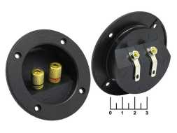 Клемма банан 2 гнезда gold металл круглая 82мм