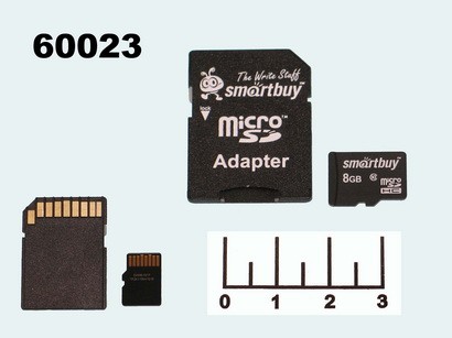 КАРТА ПАМЯТИ MICRO SD 8GB + АДАПТЕР SD SMARTBUY CLASS10